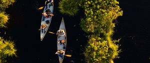 Preview wallpaper kayaks, boats, river, aerial view