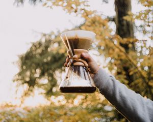 Preview wallpaper kemex, coffee, drink, glass, hand