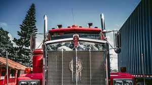 Preview wallpaper kenworth, truck, car, red