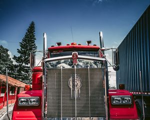 Preview wallpaper kenworth, truck, car, red