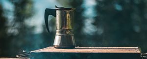 Preview wallpaper kettle, campfire, hiking, camping