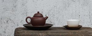 Preview wallpaper kettle, cup, table, tea, drink