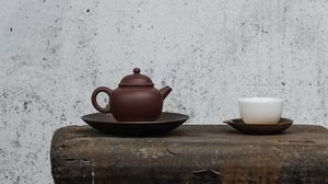 Preview wallpaper kettle, cup, table, tea, drink