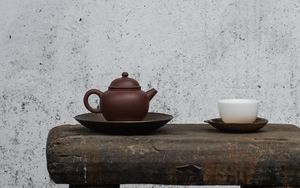 Preview wallpaper kettle, cup, table, tea, drink
