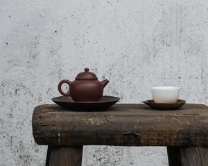 Preview wallpaper kettle, cup, table, tea, drink