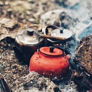 Preview wallpaper kettle, fire, stones