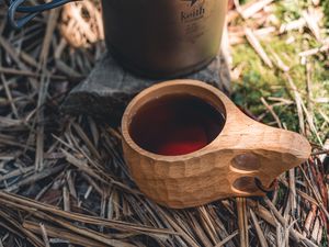 Preview wallpaper kettle, mug, drink, camping, aesthetics