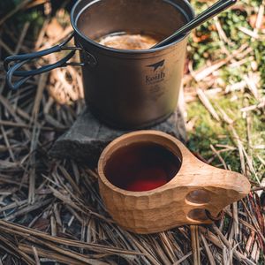 Preview wallpaper kettle, mug, drink, camping, aesthetics