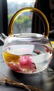 Preview wallpaper kettle, tea, flowers