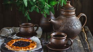 Preview wallpaper kettle, tea, tea party, pastries