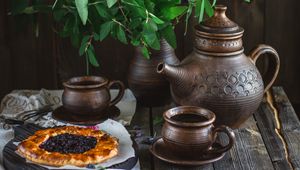 Preview wallpaper kettle, tea, tea party, pastries