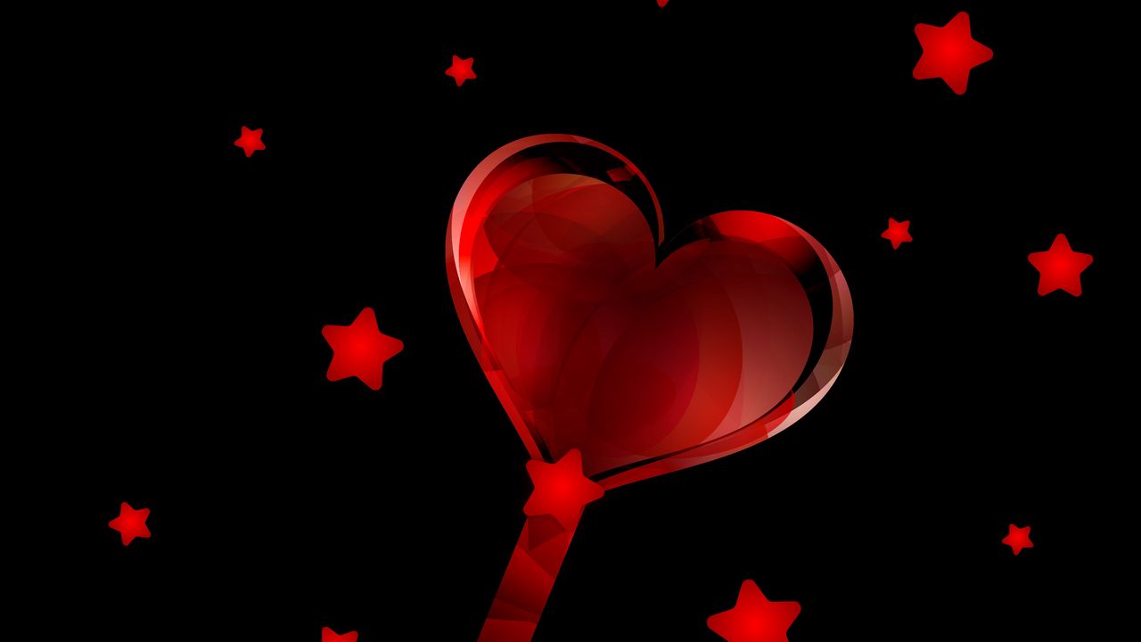 Wallpaper key, love, heart, stars, red