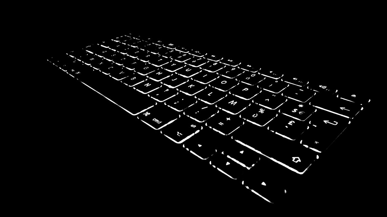 Wallpaper keyboard, backlight, black and white, black