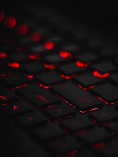 240x320 Wallpaper keyboard, backlight, red, glare, bokeh
