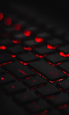 240x400 Wallpaper keyboard, backlight, red, glare, bokeh