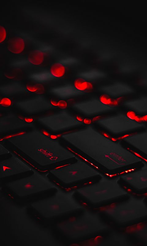 480x800 Wallpaper keyboard, backlight, red, glare, bokeh