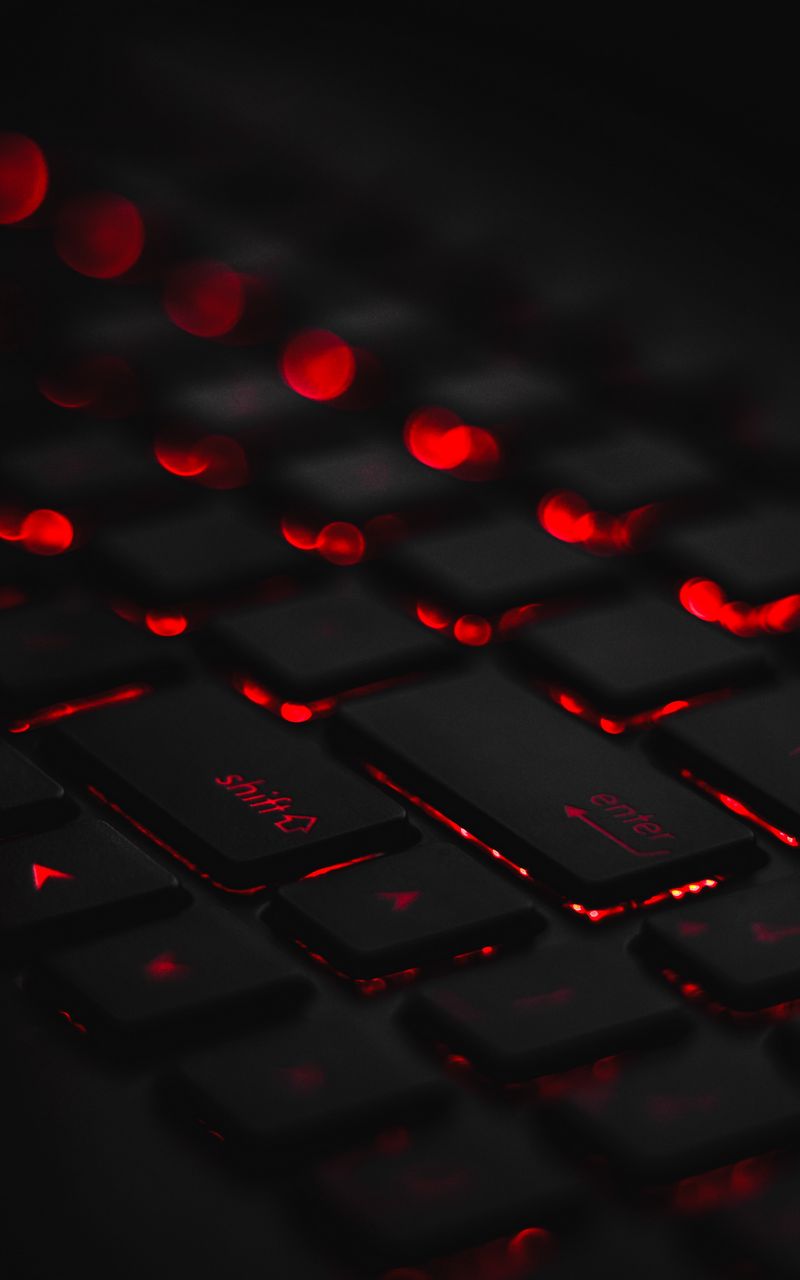 800x1280 Wallpaper keyboard, backlight, red, glare, bokeh
