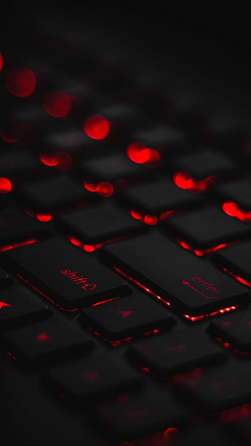 800x1420 Wallpaper keyboard, backlight, red, glare, bokeh