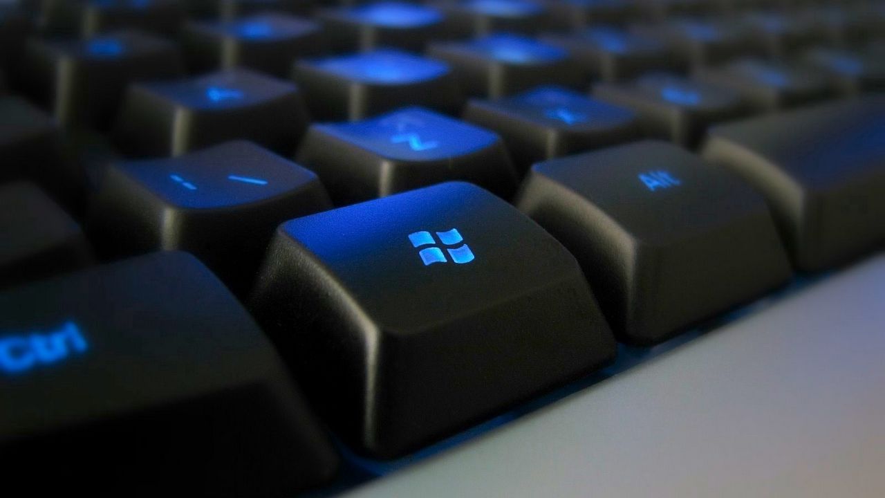Wallpaper keyboard, black, blue, backlit