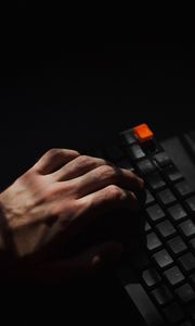 Preview wallpaper keyboard, keys, hand, hacker, shadow, dark
