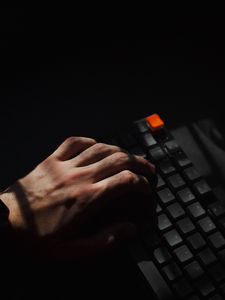 Preview wallpaper keyboard, keys, hand, hacker, shadow, dark
