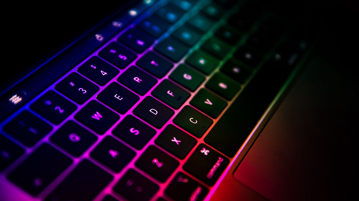 Download Wallpaper 1366x768 Keyboard Laptop Gradient Colorful