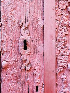 Preview wallpaper keyhole, door, pink, shabby, old