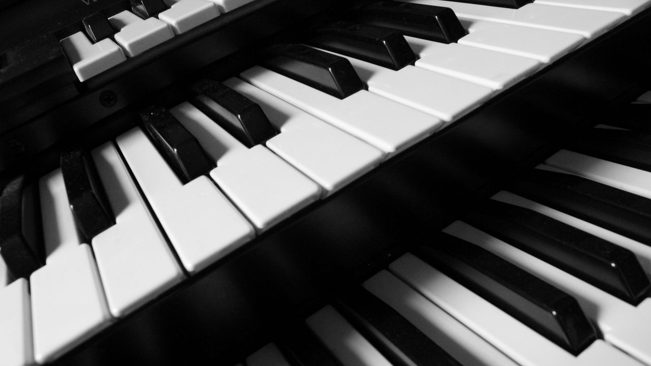 Wallpaper keys, piano, macro, music, black and white