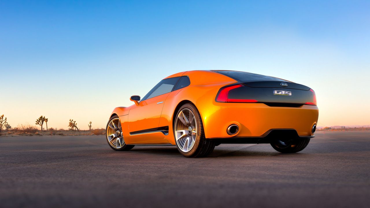 Wallpaper kia gt4, sports car, orange, side view