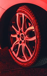 Preview wallpaper kia, machine, wheel, tire, red