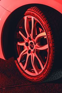 Preview wallpaper kia, machine, wheel, tire, red