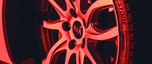 Preview wallpaper kia, machine, wheel, tire, red