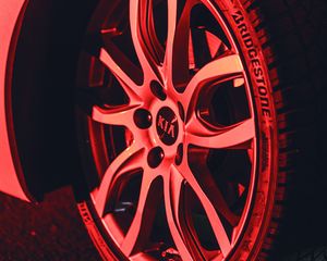 Preview wallpaper kia, machine, wheel, tire, red