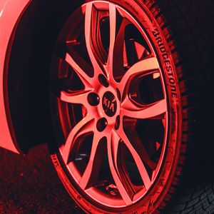 Preview wallpaper kia, machine, wheel, tire, red