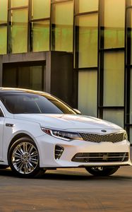 Preview wallpaper kia, optima, white, side view