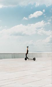 Preview wallpaper kick scooter, roof, minimalism, clouds