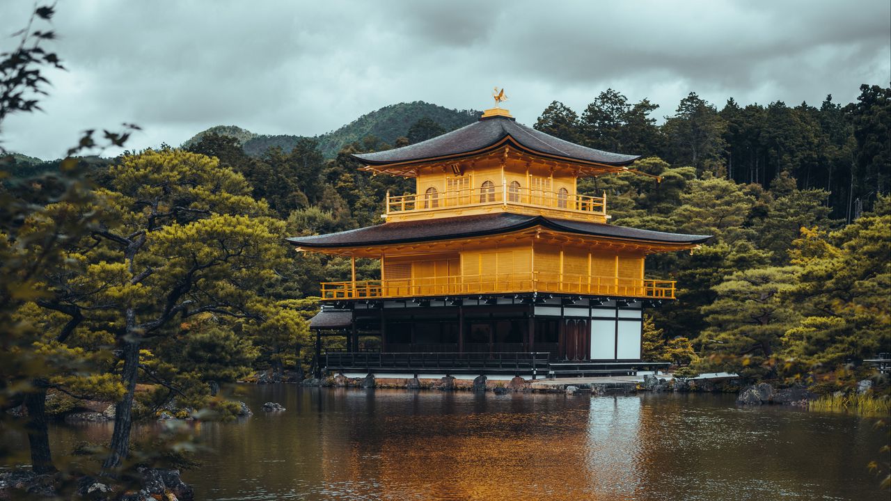 Wallpaper kinkaku-ji, golden pavilion temple, temple, japan