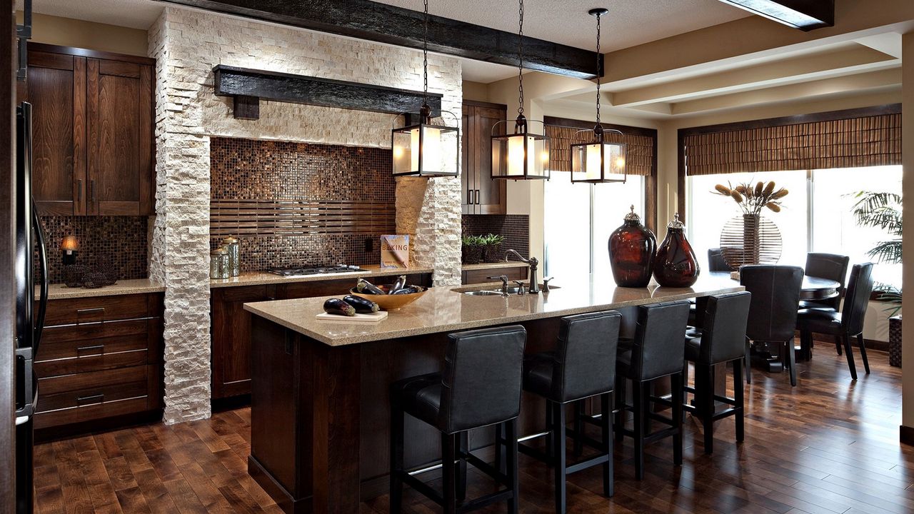 Wallpaper kitchen, dining room, interior design