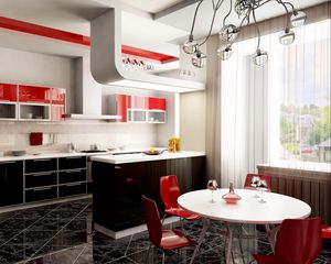 Preview wallpaper kitchen, interior, furniture, chandeliers, tables