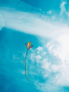 Preview wallpaper kite, ribbons, colorful, sky, clouds