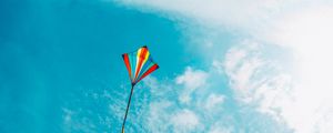 Preview wallpaper kite, ribbons, colorful, sky, clouds