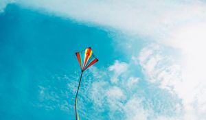 Preview wallpaper kite, ribbons, colorful, sky, clouds