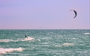 Preview wallpaper kitesurfing, ocean, waves, wind, sport, extreme