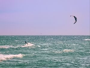 Preview wallpaper kitesurfing, ocean, waves, wind, sport, extreme