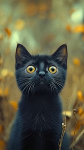 Preview wallpaper kitten, cat, pet, autumn, black, funny, cute