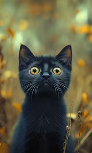 Preview wallpaper kitten, cat, pet, autumn, black, funny, cute