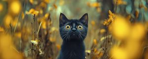 Preview wallpaper kitten, cat, pet, autumn, black, funny, cute