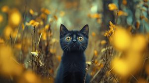 Preview wallpaper kitten, cat, pet, autumn, black, funny, cute