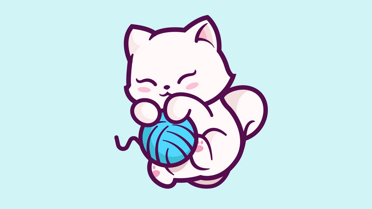 Wallpaper kitten, clew, cute, playful, art