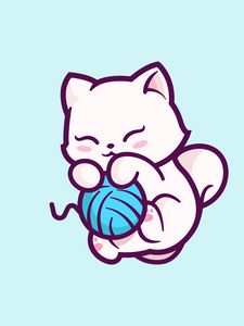Preview wallpaper kitten, clew, cute, playful, art